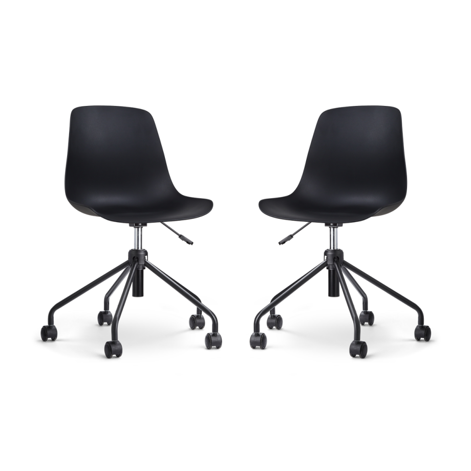 Nout-Pip bureaustoel zwart - zwart onderstel - set van 2 Nout-Pip bureaustoel zwart - zwart onderstel - set van 2 afbeelding 1