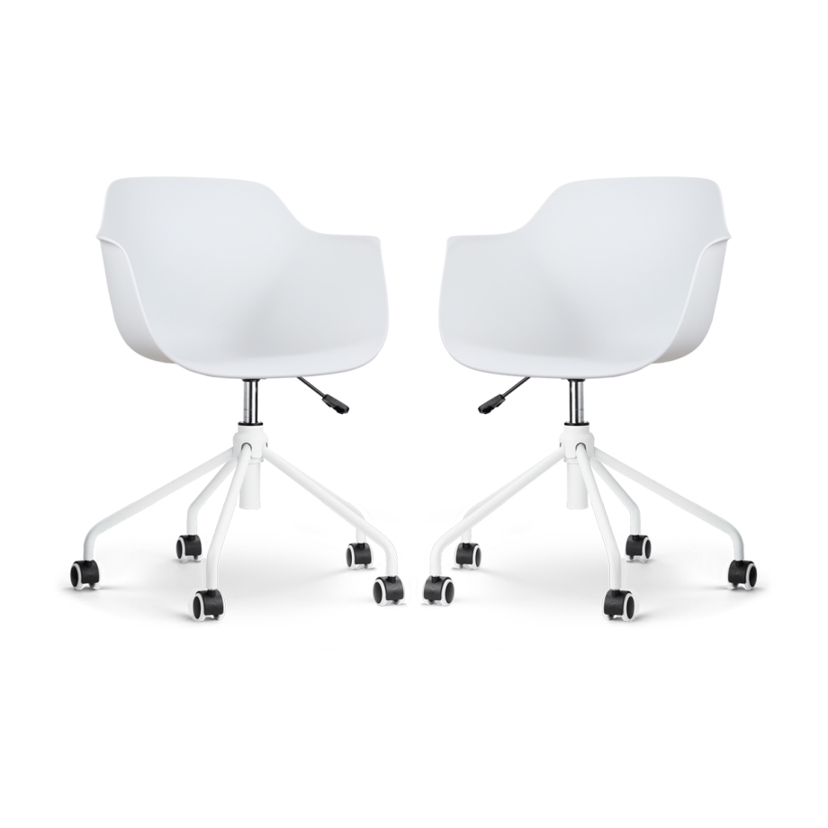 Nout-Puk bureaustoel wit - wit onderstel - set van 2 Nout-Puk bureaustoel wit - wit onderstel - set van 2 afbeelding 1