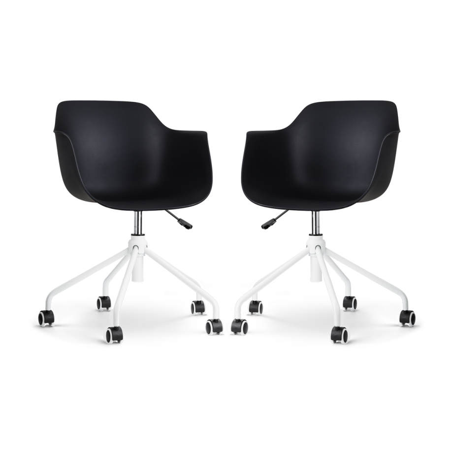 Nout-Puk bureaustoel zwart - wit onderstel - set van 2 Nout-Puk bureaustoel zwart - wit onderstel - set van 2 afbeelding 1