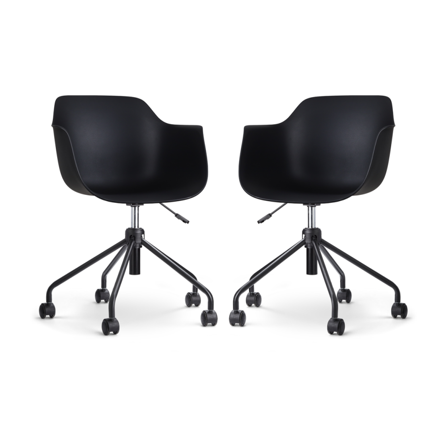 Nout-Puk bureaustoel zwart - zwart onderstel - set van 2 Nout-Puk bureaustoel zwart - zwart onderstel - set van 2 afbeelding 1