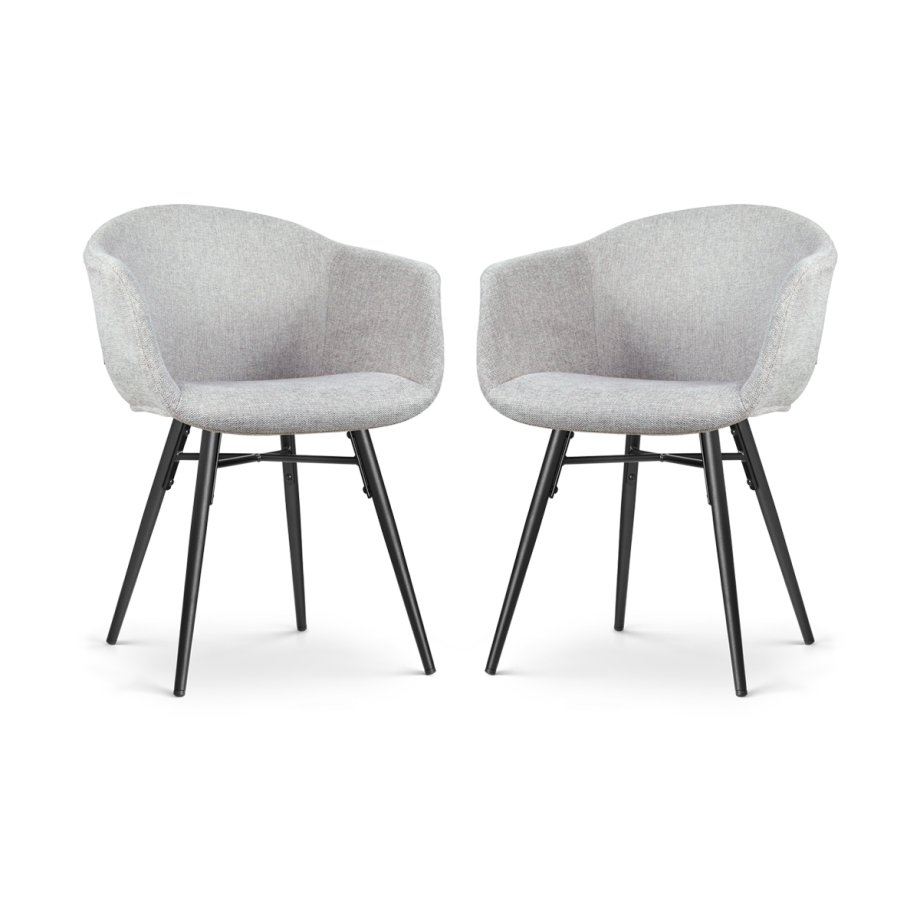 Nova-Otis eetkamerstoel lichtgrijs - zwart onderstel - set van 2 Nova-Otis eetkamerstoel lichtgrijs - zwart onderstel - set van 2 afbeelding 1