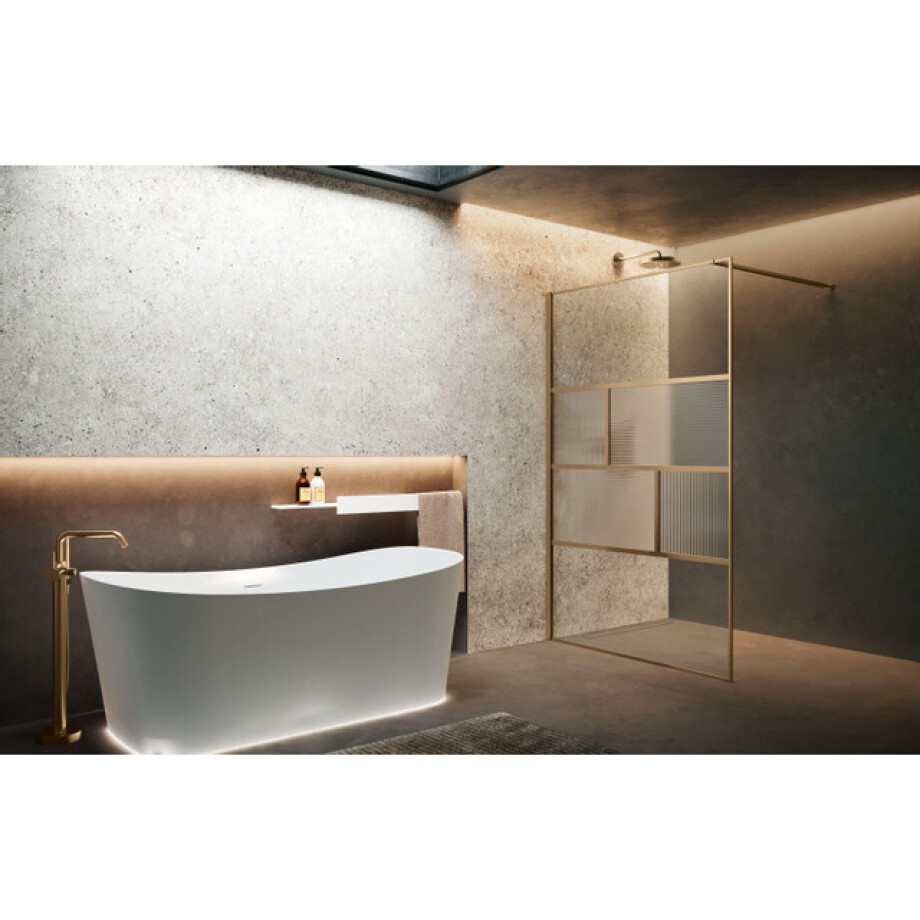 Novellini H art Inloopdouche - 120x200cm - Ribbelglas linea 2 - Brushed bronze (brons) harthc120-93q afbeelding 1