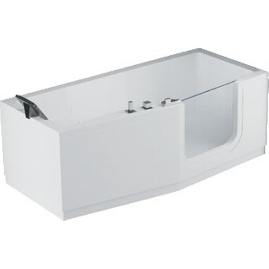 Novellini Iris Combi bad acryl rechts met deur en zonder panelen 180x75/85x62cm met frame wit iri218085cd-a0 afbeelding 1