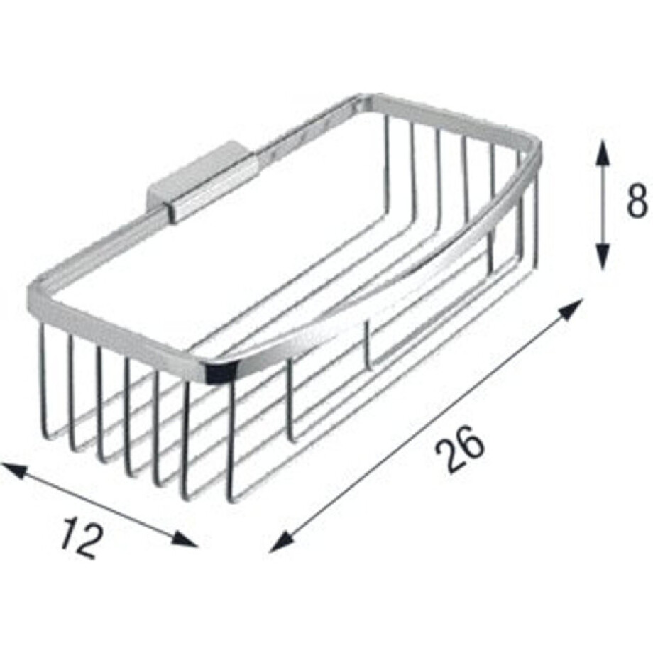 Novellini Korf H8xB26xD12cm rechthoek Metaal Chroom R90CESTE0F afbeelding 1