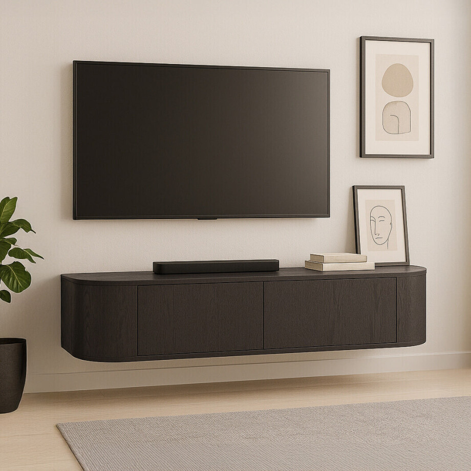 Livingfurn Hangend TV-meubel 'Novero' Eiken, 140cm, kleur Espresso afbeelding 1