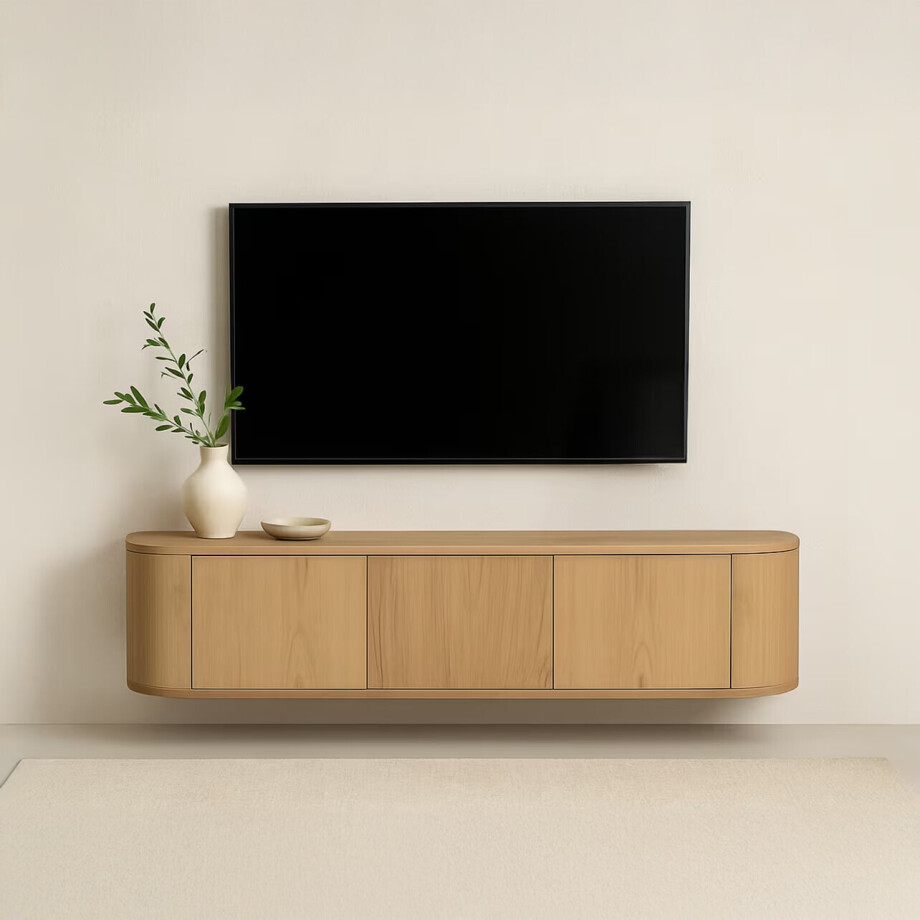 Livingfurn Hangend TV-meubel 'Novero' Eiken, 180cm, kleur Naturel afbeelding 1