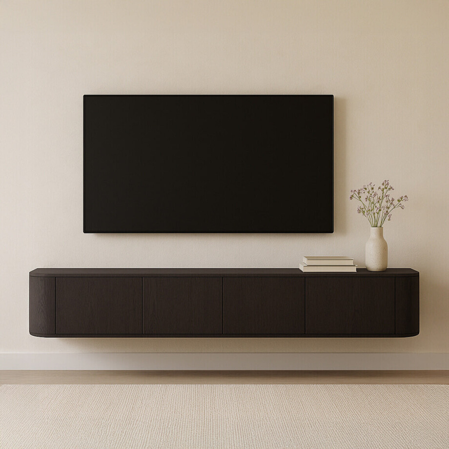 Livingfurn Hangend TV-meubel 'Novero' Eiken, 220cm, kleur Espresso afbeelding 1