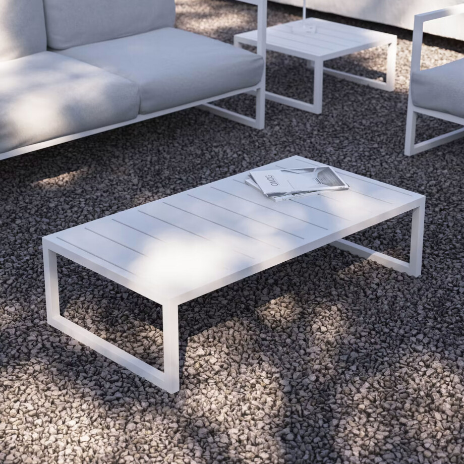 Kave Home Outdoor Salontafel 'Comova' 114 x 60cm, kleur Wit afbeelding 1