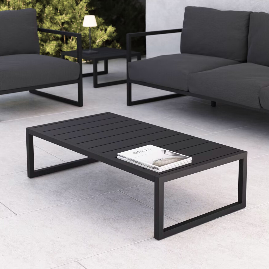Kave Home Outdoor Salontafel 'Comova' 114 x 60cm, kleur Donkergrijs afbeelding 1