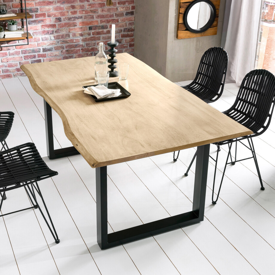 Artistiq Boomstam Eettafel 'Tinata' Acaciahout, 160 x 85cm, kleur Naturel afbeelding 