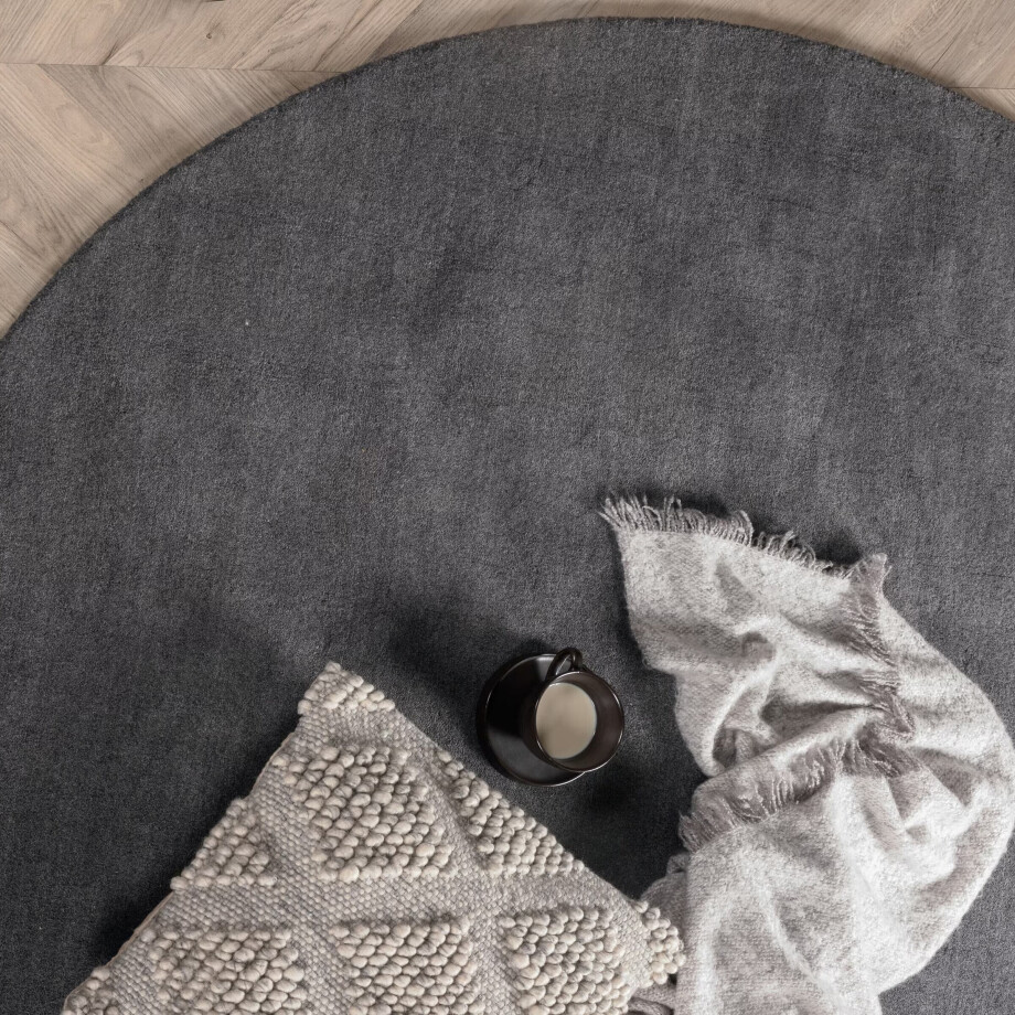Nohr Rond Vloerkleed 'Brenae' 200cm, kleur Donkergrijs afbeelding 1