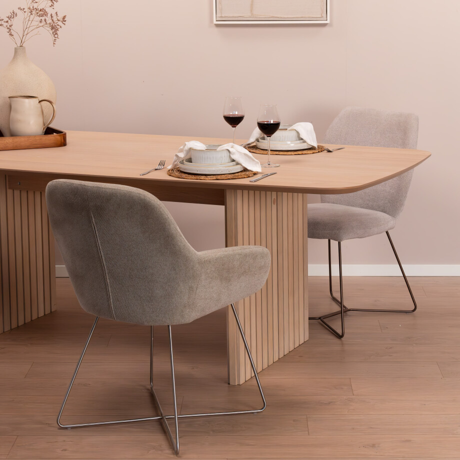 Bendt Eettafel 'Olivier' Eiken, 220 x 105cm, kleur Whitewash afbeelding 1