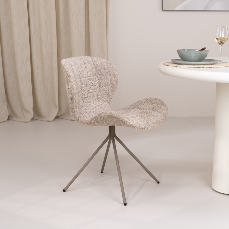Zuiver Eetkamerstoel 'OMG' Chenille, kleur Beige afbeelding 1