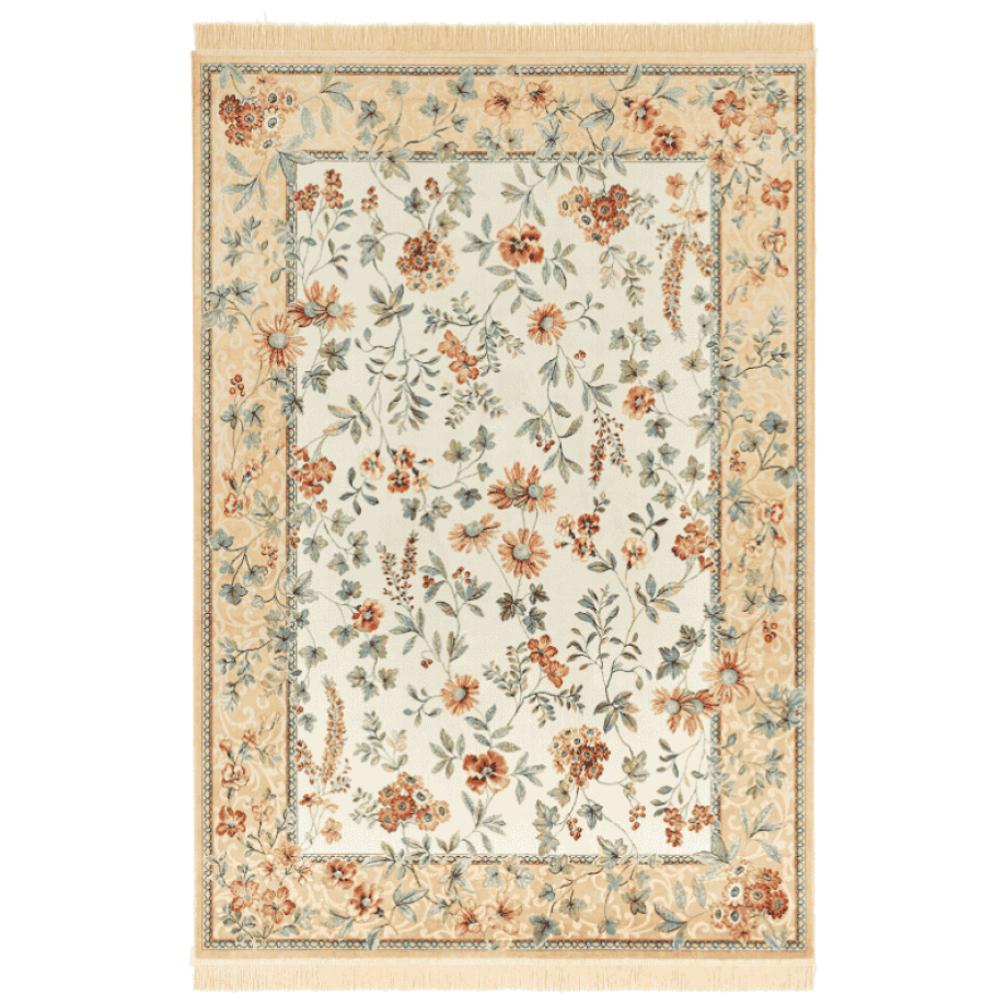 Vloerkleed Oriental Flowers - Geel Crème 140x95cm - Polypropyleen - Dekbed-Discounter.nl afbeelding 1