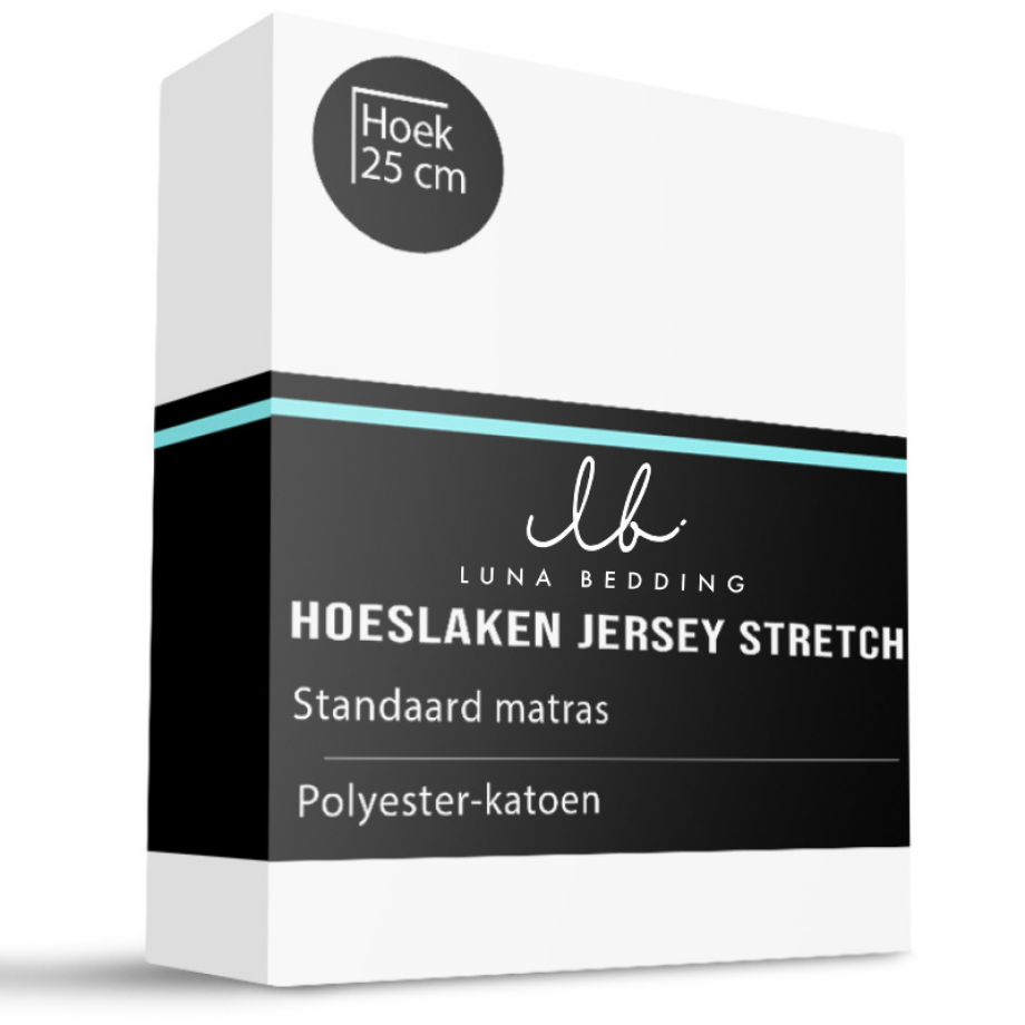 Hoeslaken - Jersey Stretch - Wit - 160x200 cm - Keuze Uit Meerdere Kleuren - Luna Bedding - Dekbed-Discounter.nl afbeelding 