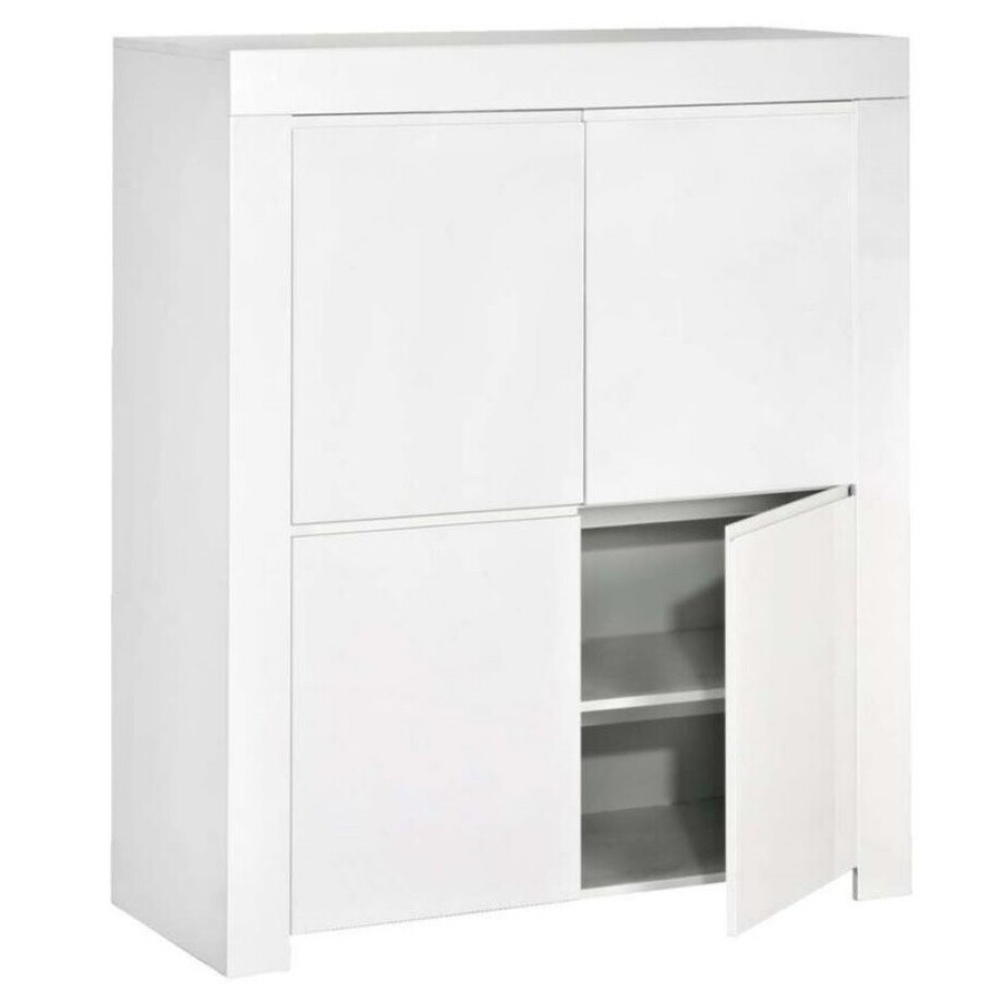 Opbergkast Amalfi 140 cm hoog - Hoogglans wit Opbergkast Amalfi 140 cm hoog - Hoogglans wit afbeelding 1
