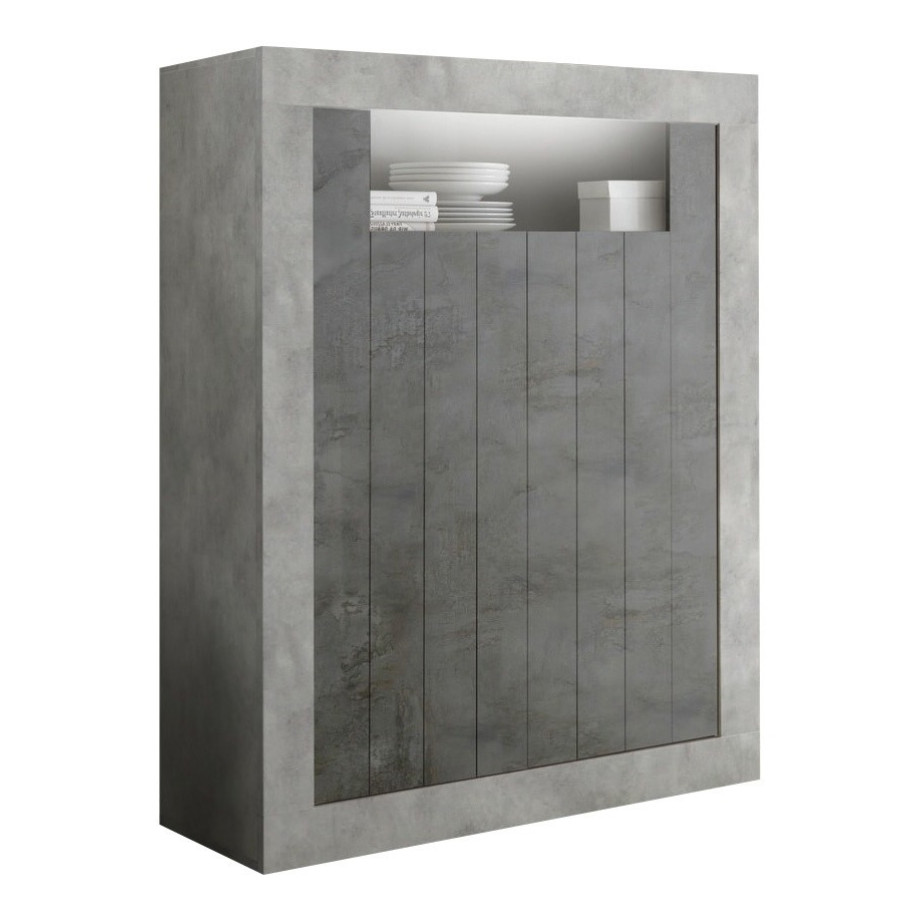 Opbergkast Urbino 144 cm hoog in grijs beton met oxid afbeelding 1