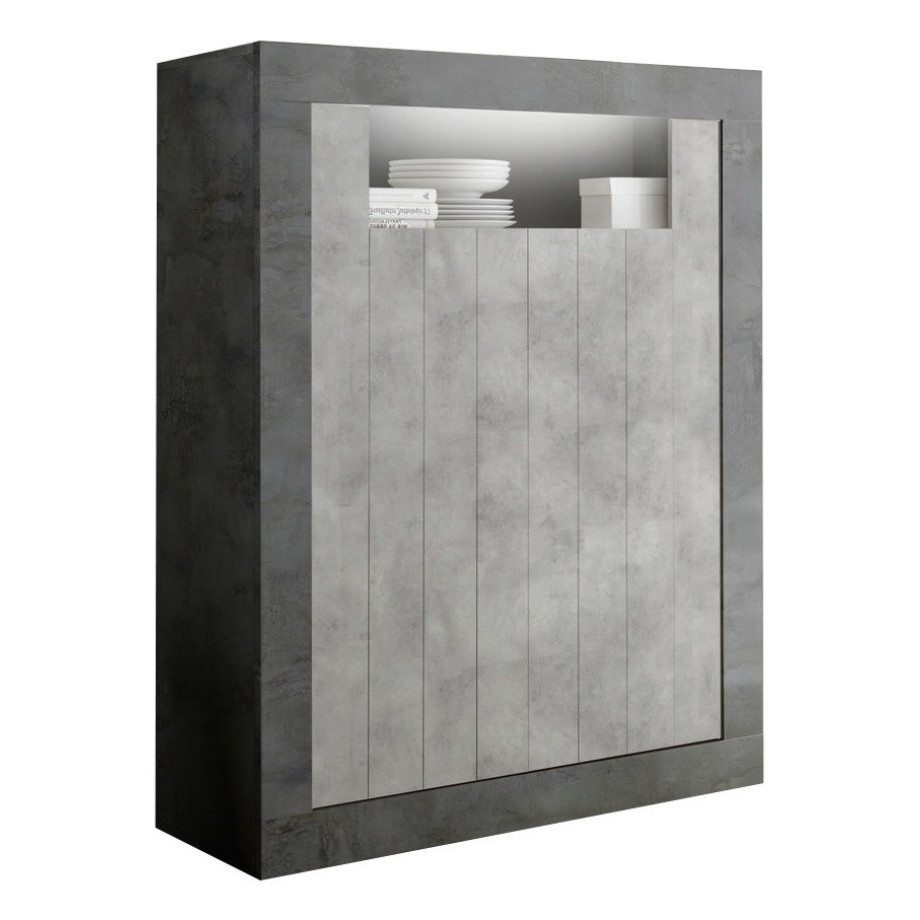 Opbergkast Urbino 144 cm hoog in Oxid met grijs beton afbeelding 1