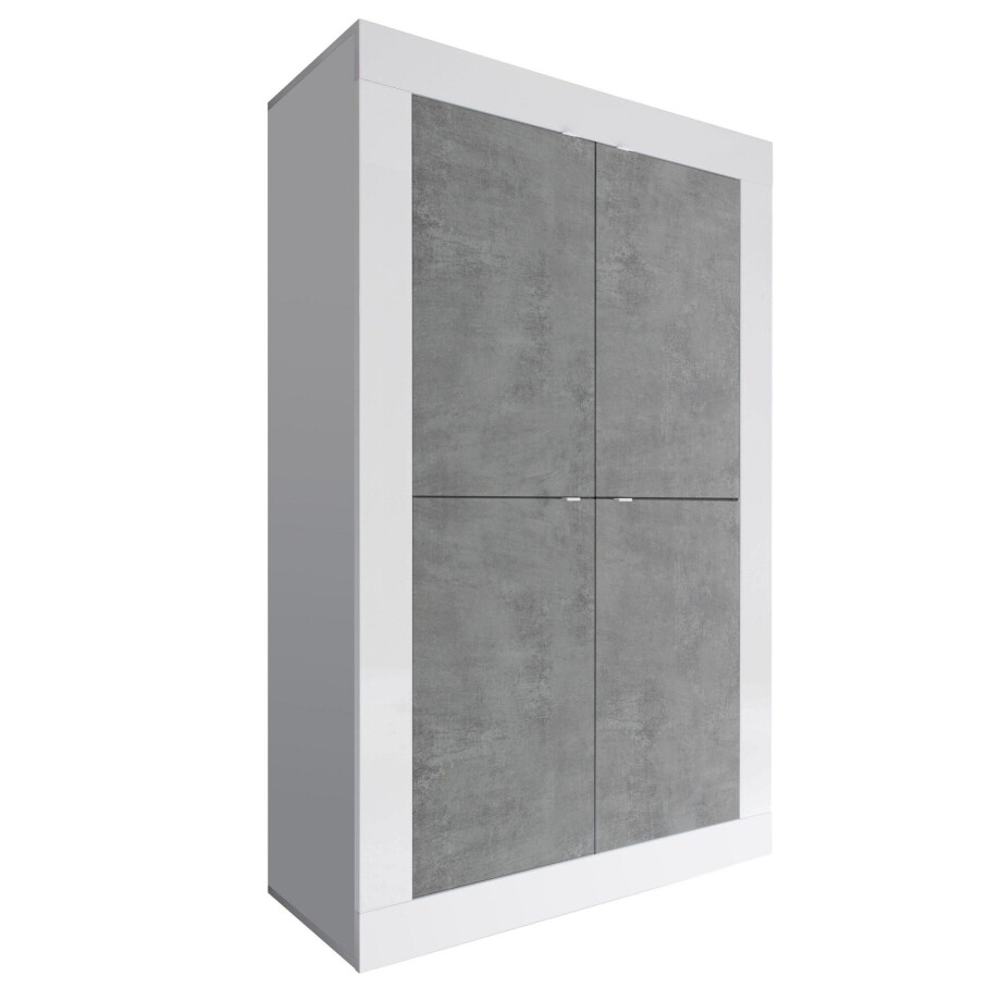 Opbergkast Basic 162 cm hoog wit met beton Opbergkast Basic 162 cm hoog wit met beton afbeelding 1