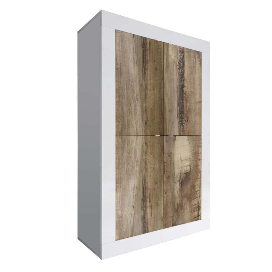 Opbergkast Basic 162 cm hoog wit met eiken Opbergkast Basic 162 cm hoog wit met eiken afbeelding 1
