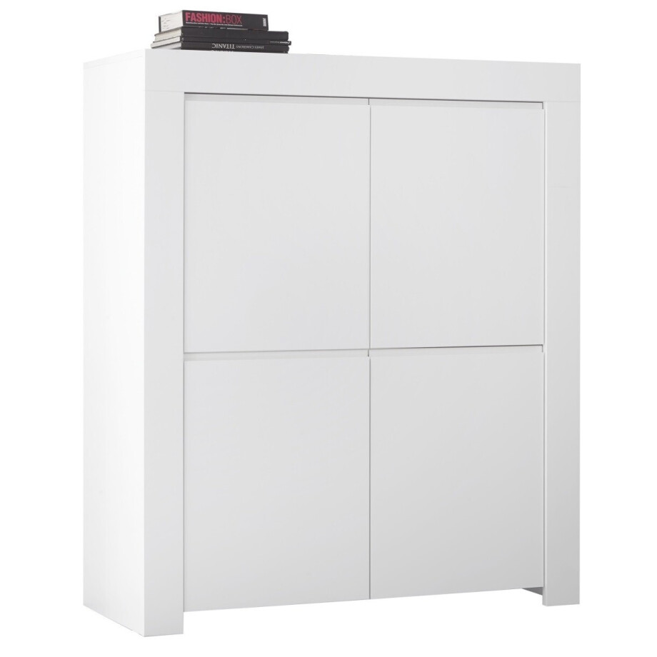 Opbergkast Firenze 140 cm hoog in mat wit Opbergkast Firenze 140 cm hoog in mat wit afbeelding 1