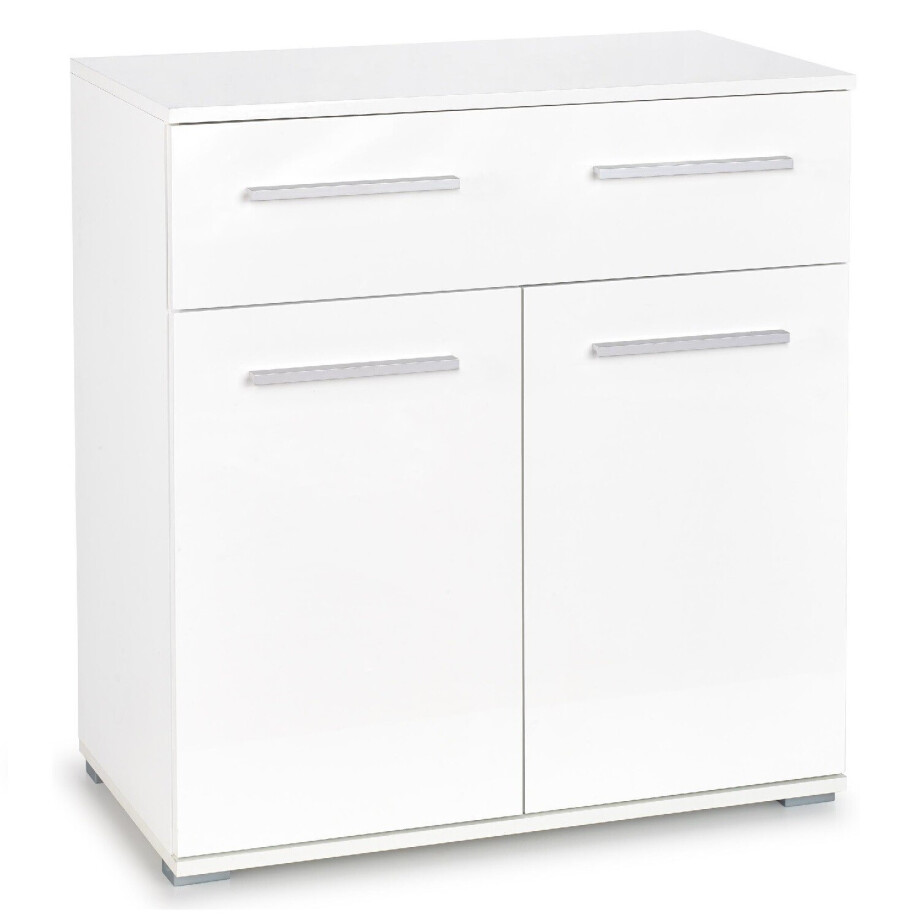 Opbergkast Lima 82 cm hoog in hoogglans wit afbeelding 1