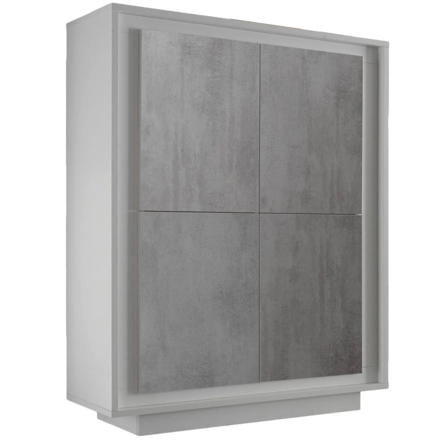 Opbergkast SKY 146 cm hoog - Wit met grijs beton afbeelding 1