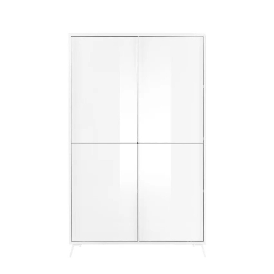 Opbergkast Steel 104x174 cm 4 deurs hoogglans wit Opbergkast Steel 104x174 cm 4 deurs hoogglans wit afbeelding 1