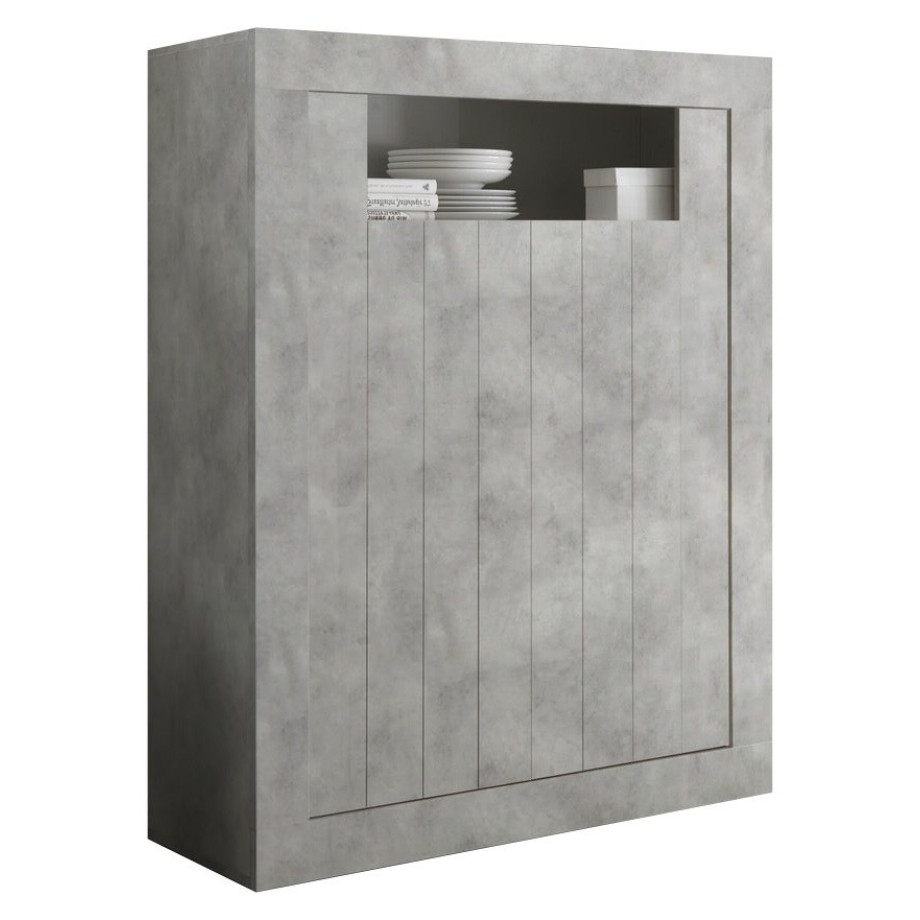 Opbergkast Urbino 144 cm hoog in grijs beton afbeelding 1