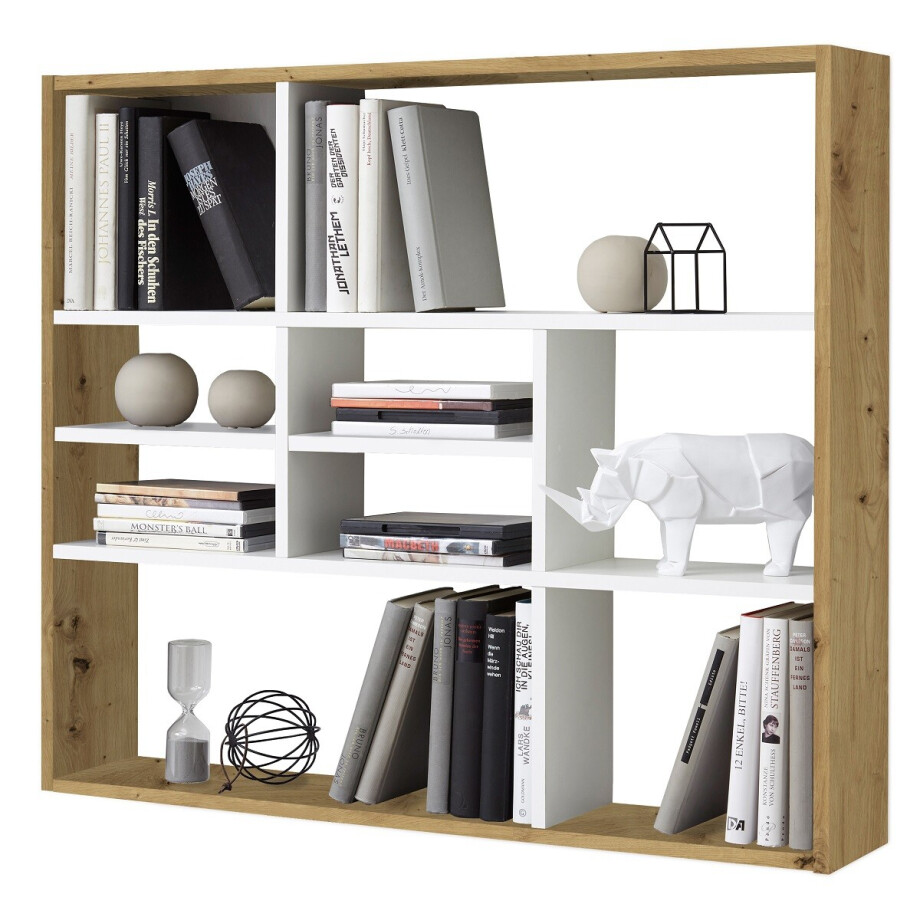 Wandrek Lussy 90 cm breed in artisan eiken met wit afbeelding 1