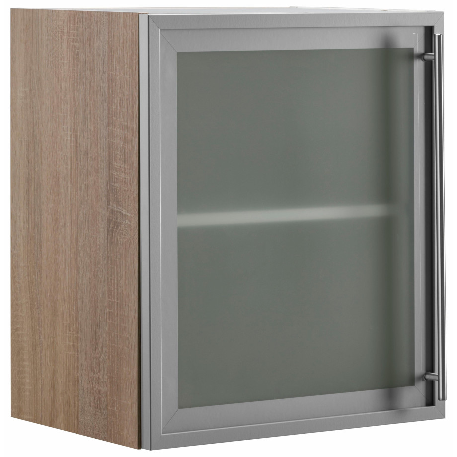 OPTIFIT Hangend kastje met glasdeur met glasdeurtje in aluminium-look, breedte 50 cm afbeelding 1