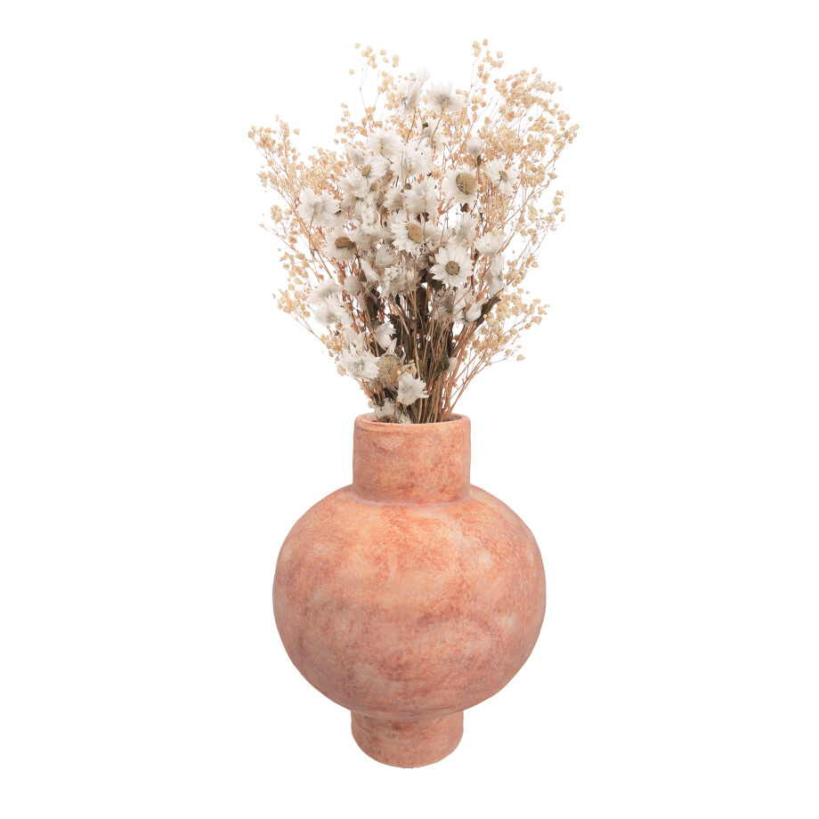 QUVIO Bloemenvaas - Keramiek - Bol - 25 cm - Oranje afbeelding 1