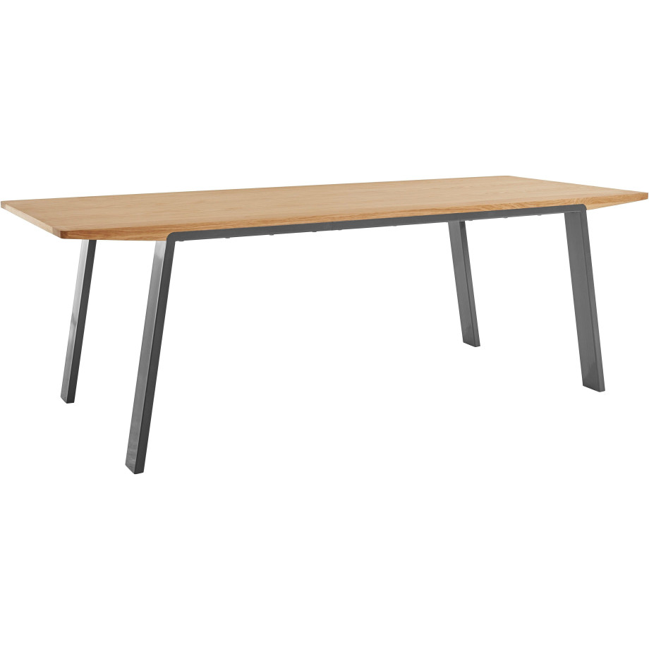 OTTO products Eettafel Flemming Massief eikenhout, 175 cm of 225 cm, elegant gewelfd tafelblad afbeelding 1