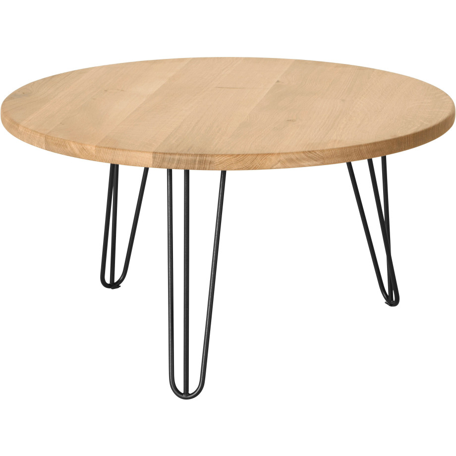 OTTO products Salontafel LENNARD van geolied wildeiken, rond tafelblad, met metalen hairpin-frame afbeelding 1