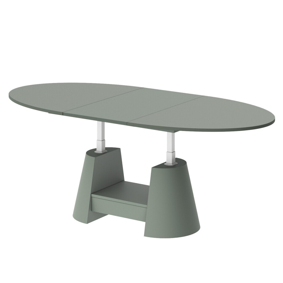 Ovale uitschuifbare salontafel Calabro MAX 140 cm groen mat Ovale uitschuifbare salontafel Calabro MAX 140 cm groen mat afbeelding 1