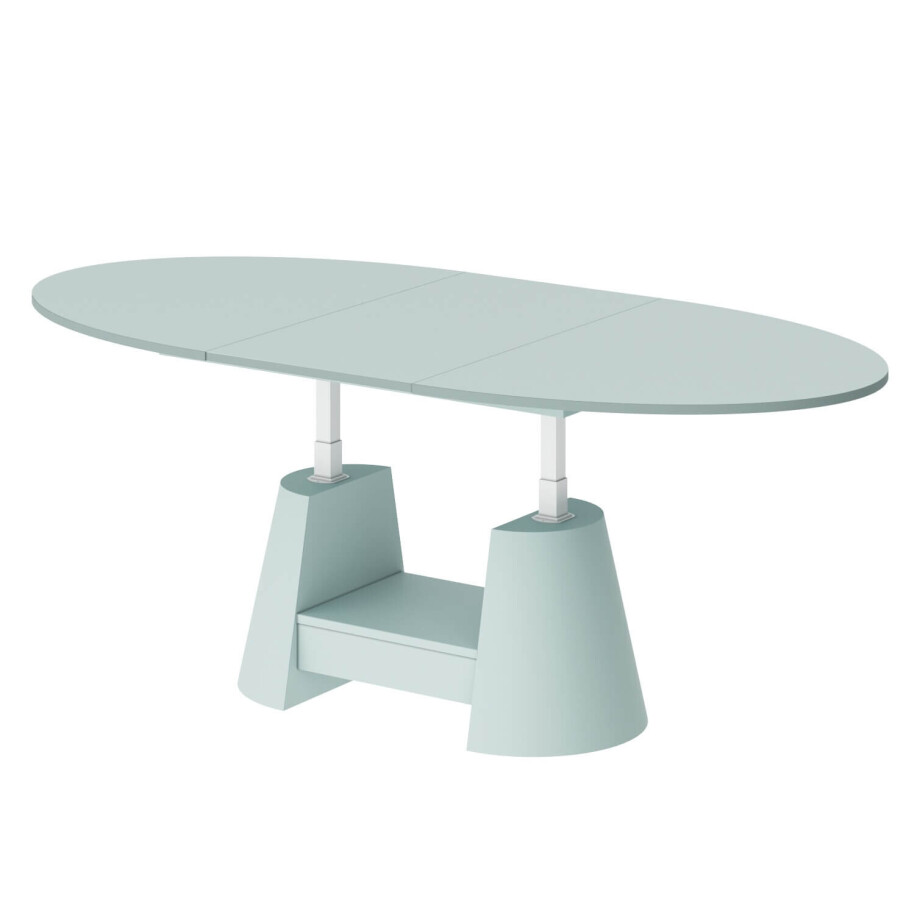 Ovale uitschuifbare salontafel Calabro MAX 140 cm mint groen mat Ovale uitschuifbare salontafel Calabro MAX 140 cm mint groen mat afbeelding 1