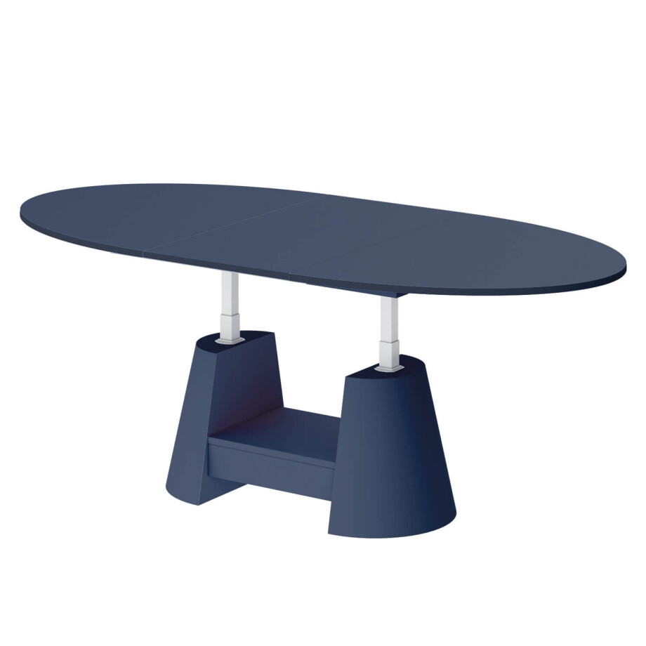 Ovale uitschuifbare salontafel Calabro MAX 140 cm navy blauw mat afbeelding 1
