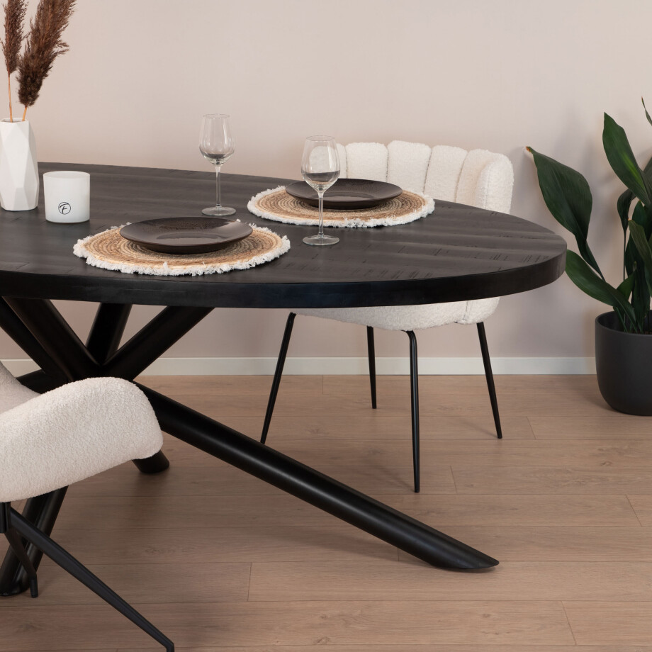 Sohome Ovale Eettafel 'Joshua' Mangohout, 200 x 100cm, kleur Zwart afbeelding 1