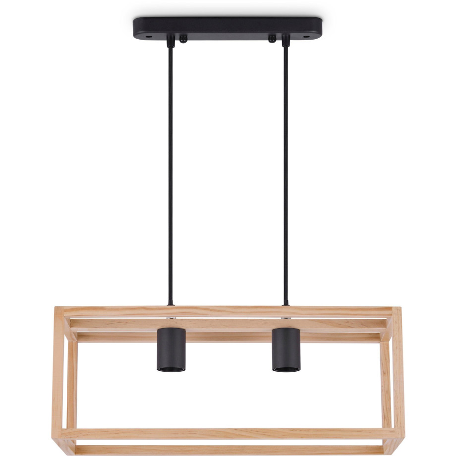 Paco Home Hanglamp Björn LED pendellamp woonkamer eetkamer modern hout tweelamps E27 afbeelding 1