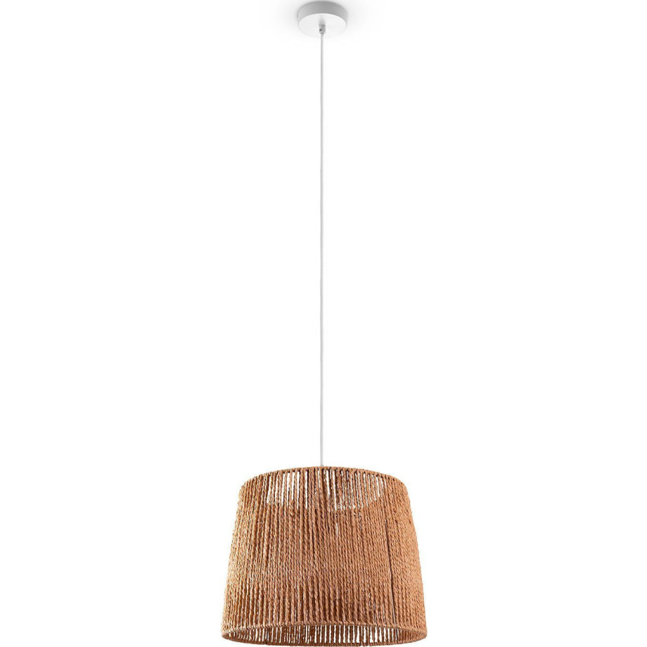 Paco Home Hanglamp Hugo Amadeo Woonkamer eetkamer rattan look Boho lampenkap papier afbeelding 