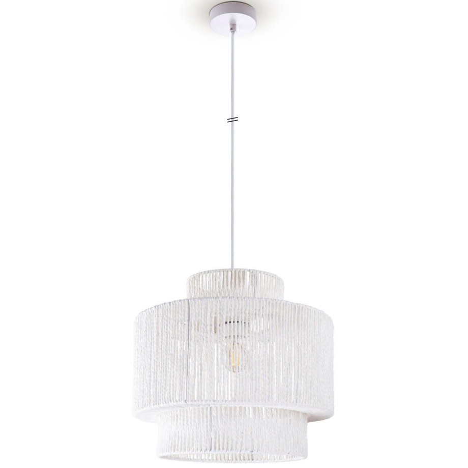 Paco Home Hanglamp Hugo Lupita Woonkamer eetkamer rattan look Boho lampenkap papier afbeelding 1