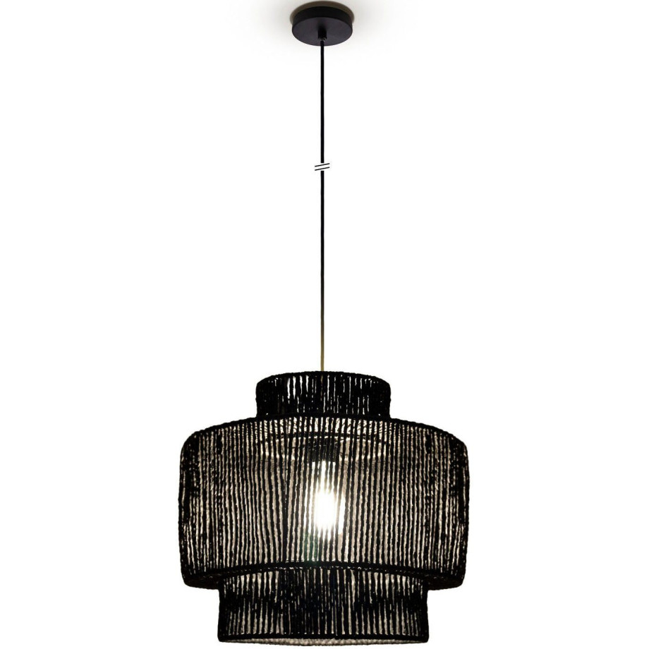 Paco Home Hanglamp Hugo Lupita Woonkamer eetkamer rattan look Boho lampenkap papier afbeelding 1