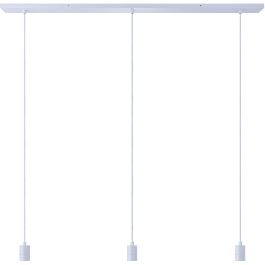 Paco Home Hanglamp HUGO SQ L Stabiele lampophanging E27 1,5m textielen kabel 3 fittingen 120 cm breed afbeelding 1