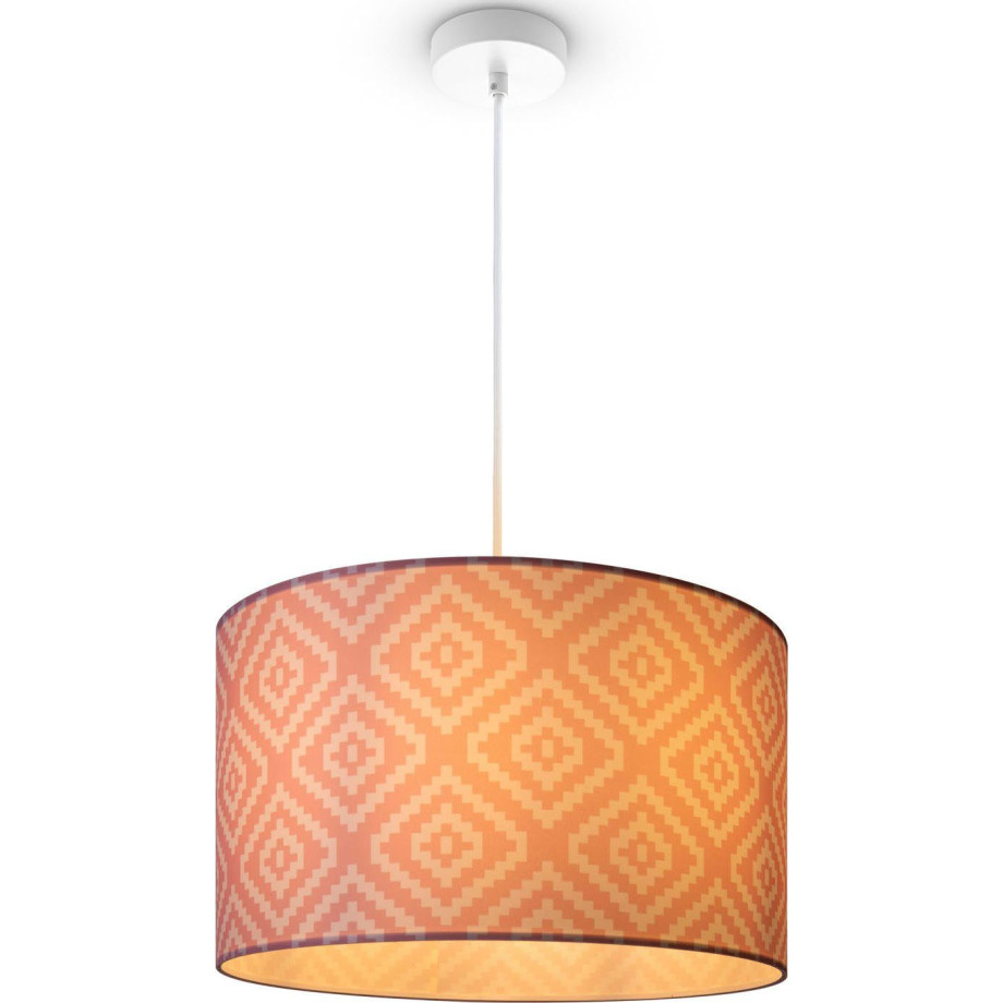 Paco Home Hanglamp Hugo Stella Pendellamp woonkamer lampenkap stof rond retro vintage textiel afbeelding 1