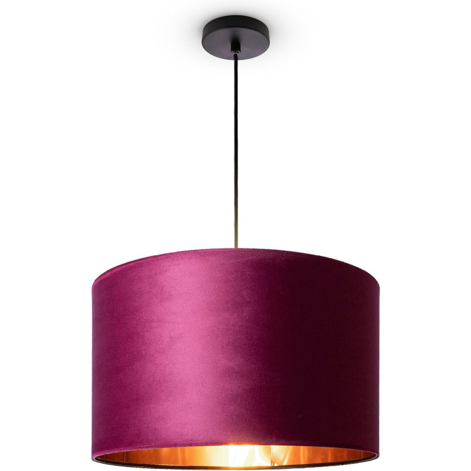 Paco Home Hanglamp Hugo uni Color Woonkamer lampenkap van velours uni-kleuren decoratie E27 kabel 1,5m afbeelding 1
