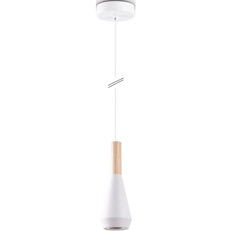 Paco Home Hanglamp Mora Woonkamer eetkamer klein modern hout metaal GU10 trechtervorm afbeelding 1