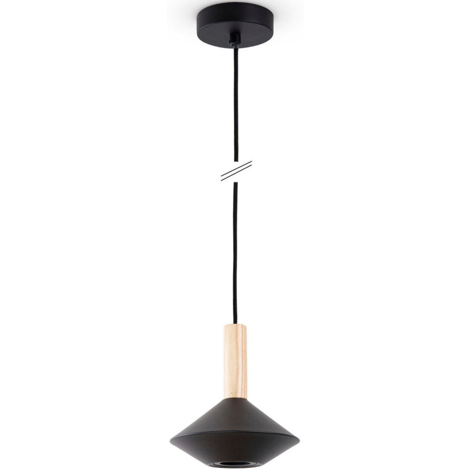 Paco Home Hanglamp Mora Woonkamer eetkamer trechtervorm modern hout metaal GU10 afbeelding 1