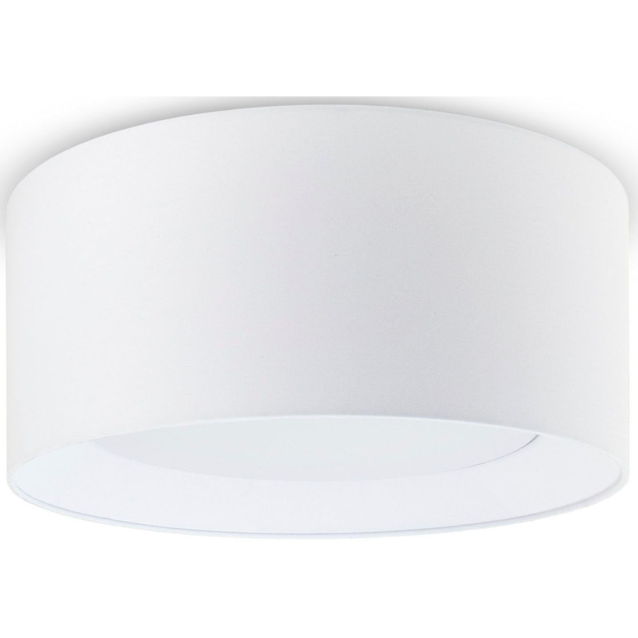 Paco Home Plafondlamp Om Rond kantoor textielkap 3 x E27 modern gesloten uni afbeelding 1