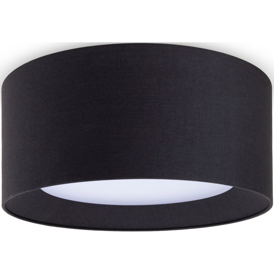 Paco Home Plafondlamp Om Rond kantoor textielkap 3 x E27 modern gesloten uni afbeelding 1