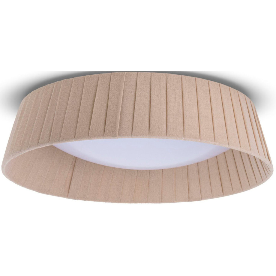 Paco Home Plafondlamp TARTE Rond kantoor lamp 2 x E27 textielkap modern gesloten uni-kleuren afbeelding 1